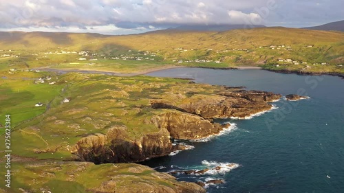 Aerial view of the landscape at Glencolumbkille in County DOnegal, Ireland photo