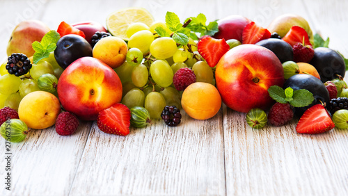 Fresh summer fruits and berries