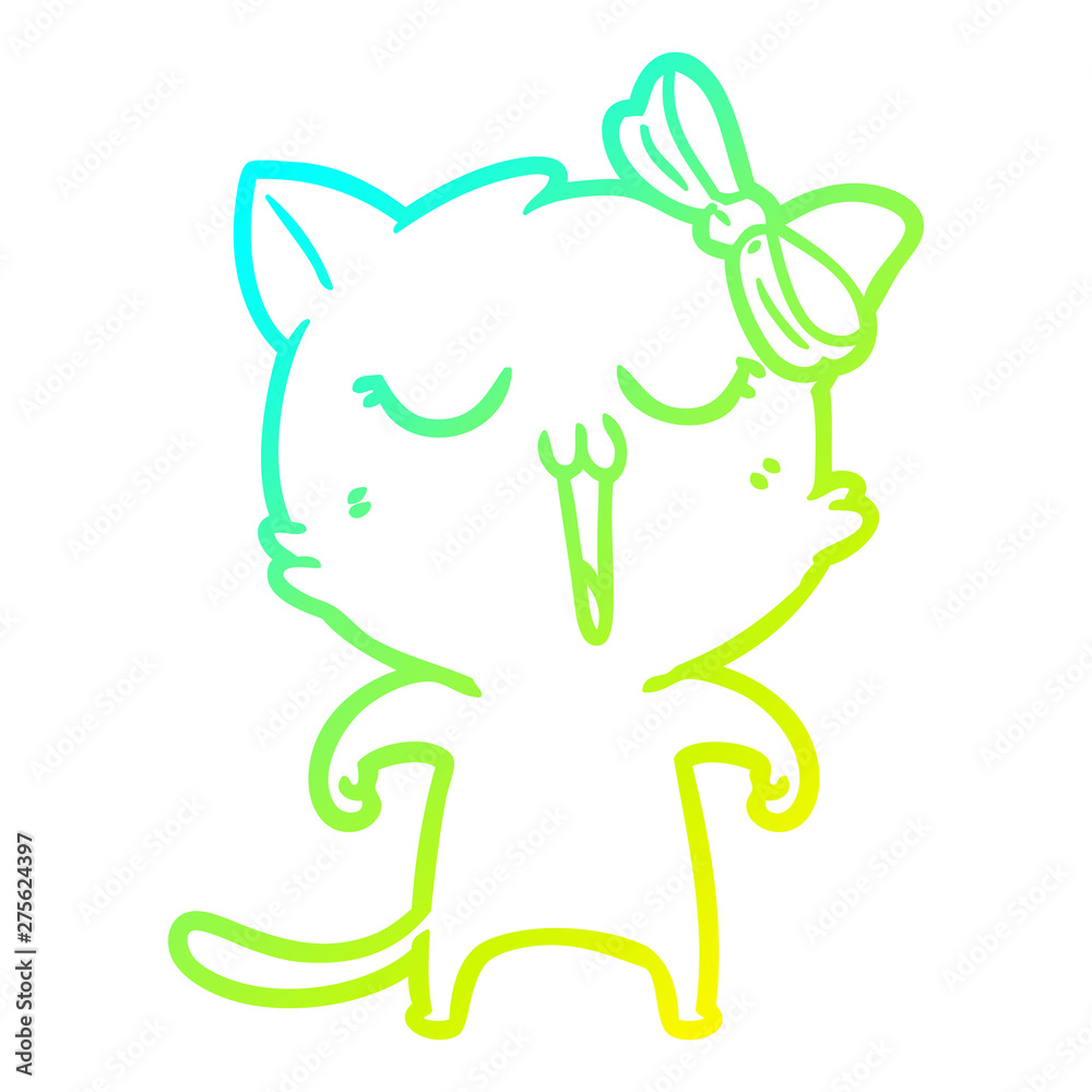 cold gradient line drawing cartoon cat cold gradient line drawing cartoon cat