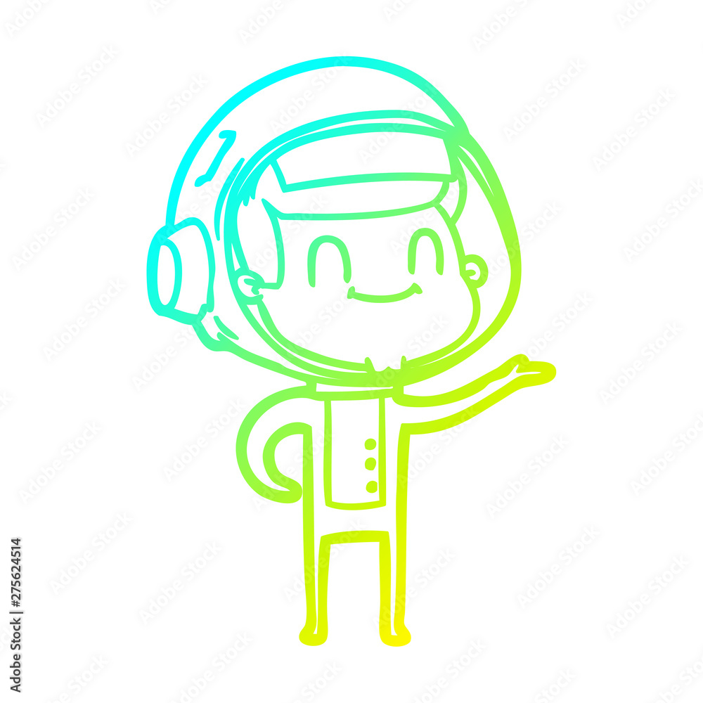 cold gradient line drawing happy cartoon astronaut cold gradient line drawing happy cartoon astronaut