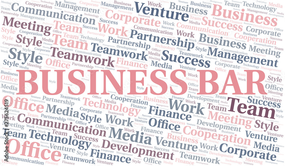 Obraz premium Business Bar word cloud. Collage made with text only.