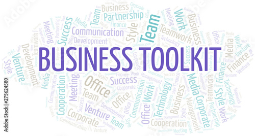 Business Toolkit word cloud. Collage made with text only.