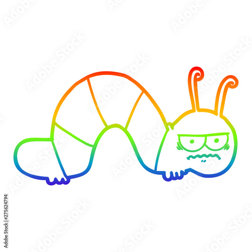rainbow gradient line drawing cartoon cranky caterpillar