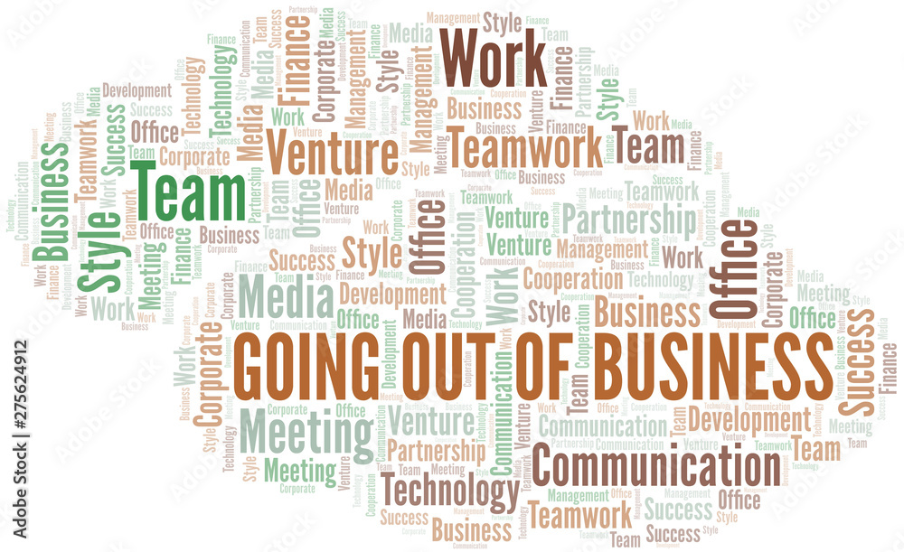 Fototapeta premium Going Out Of Business word cloud. Collage made with text only.