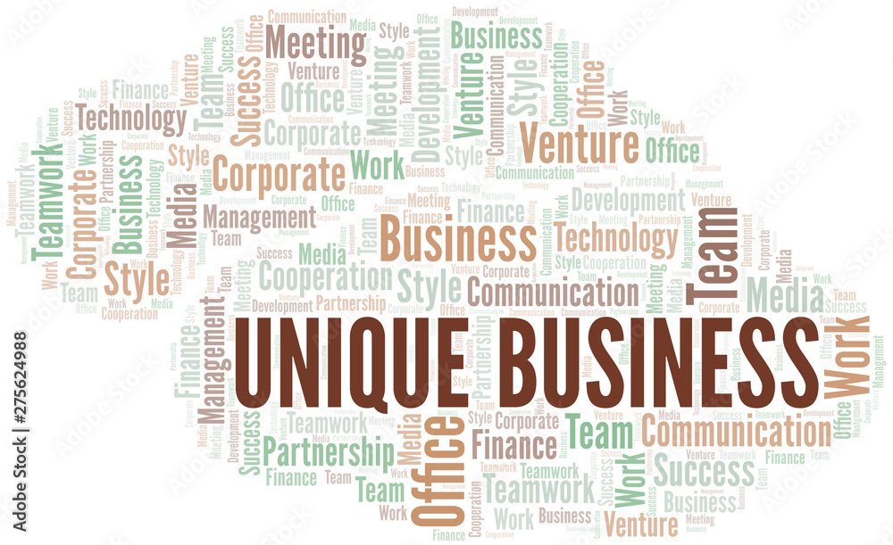 Unique Business word cloud. Collage made with text only.