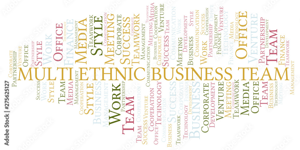 Fototapeta premium Multi Ethnic Business Team word cloud. Collage made with text only.
