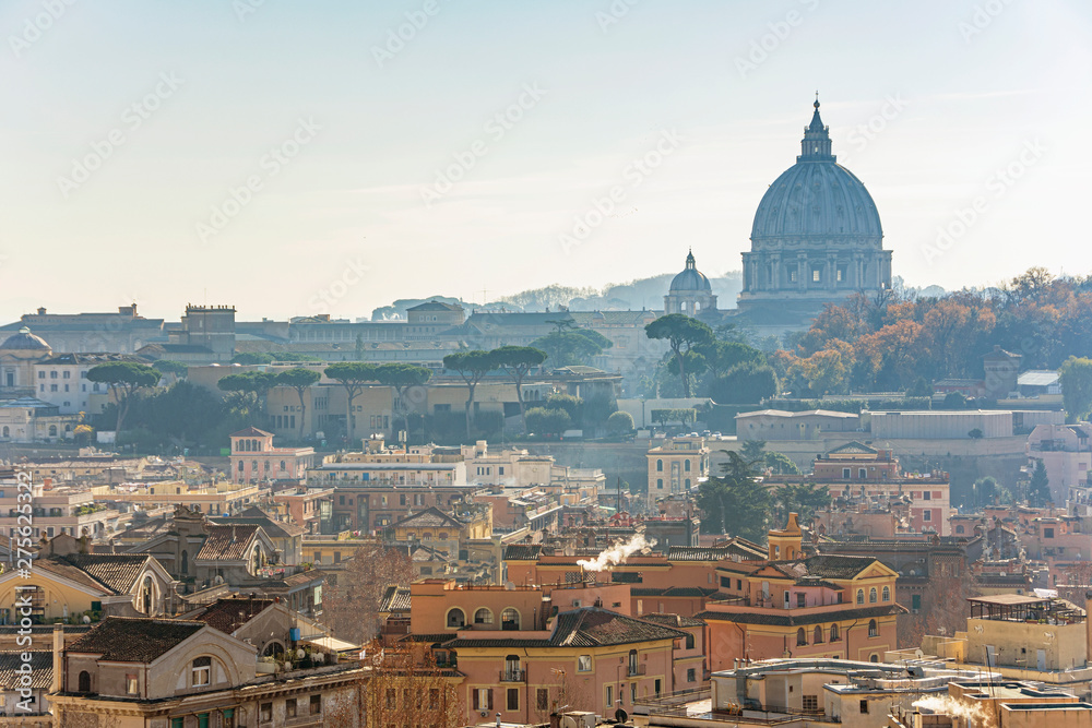 Saint Peter Basilica panorama in Vatican Rome