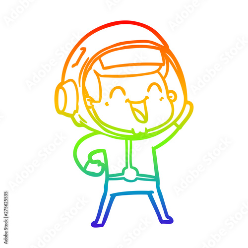 rainbow gradient line drawing happy cartoon astronaut