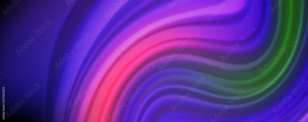 Obraz premium Fluid liquid color wave lines, glowing colorful light effect, abstract composition template. Geometric technology abstract pattern. Movement concept