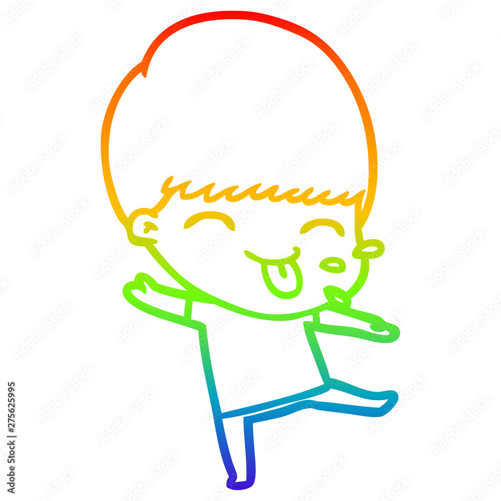 rainbow gradient line drawing cartoon boy sticking out tongue rainbow gradient line drawing cartoon boy sticking out tongue