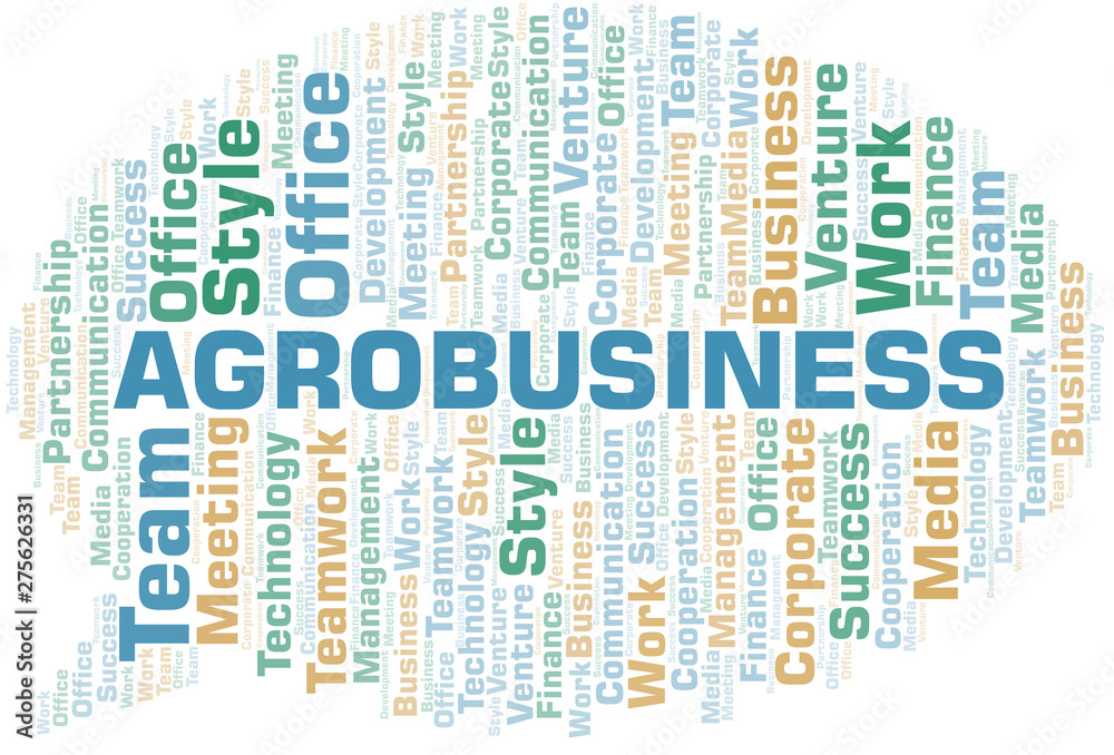 Agrobusiness word cloud. Collage made with text only.