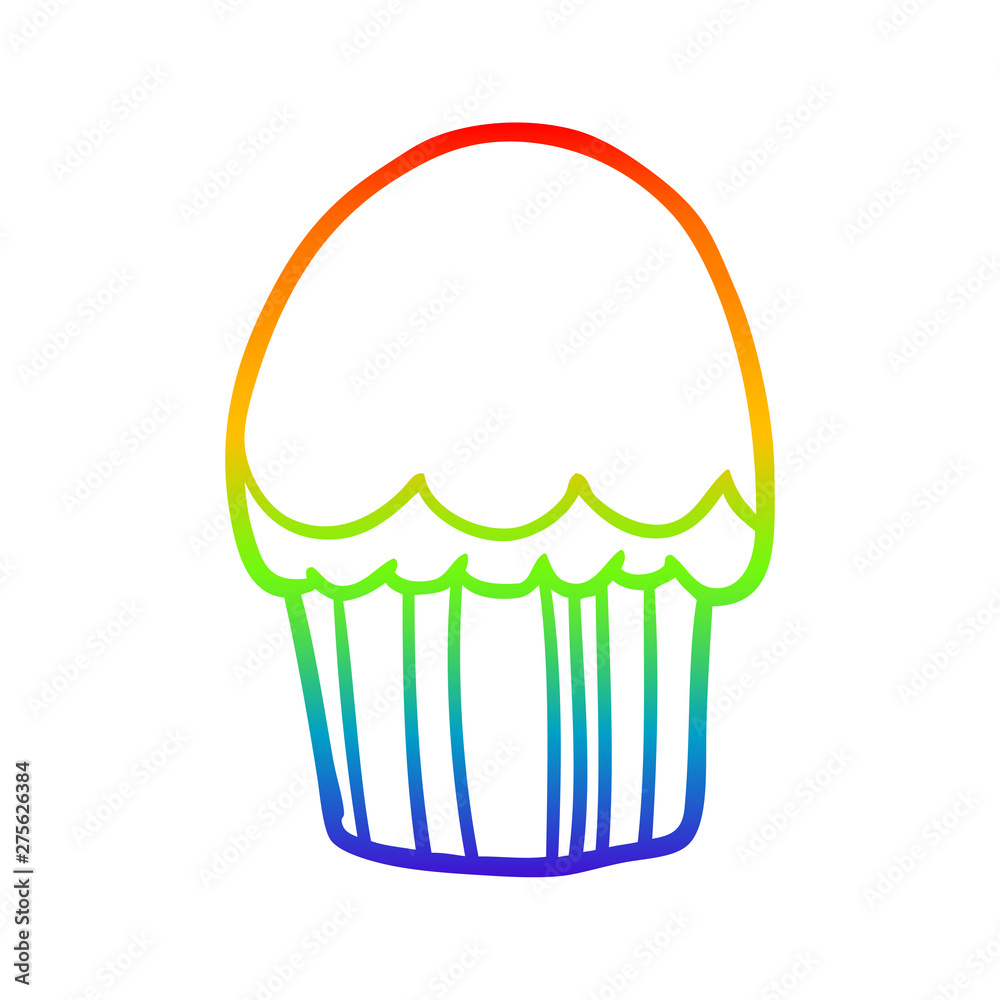 rainbow gradient line drawing Cartoon cupcake rainbow gradient line drawing Cartoon cupcake