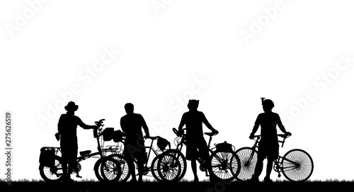 silhouette cyclists bicycle riders on white background.