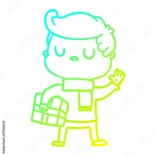 cold gradient line drawing cartoon aloof man