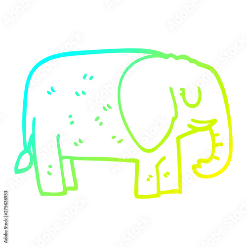 cold gradient line drawing cartoon elephant standing still