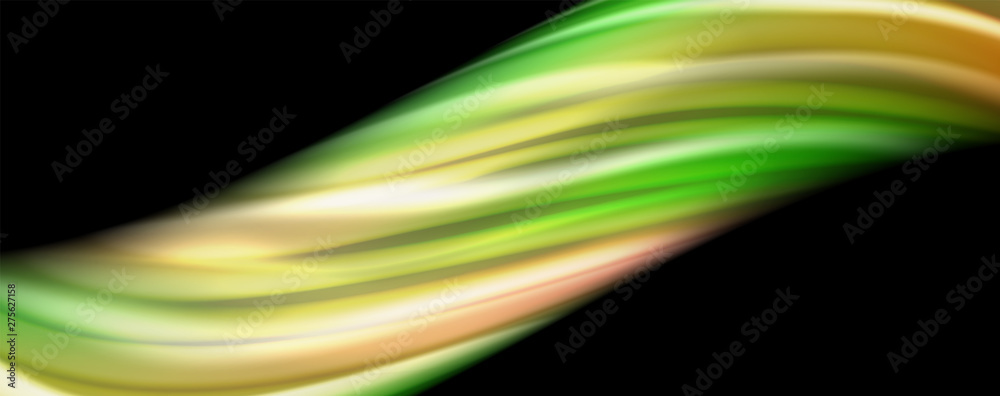 Obraz premium Fluid liquid color wave lines, glowing colorful light effect, abstract composition template. Geometric technology abstract pattern. Movement concept