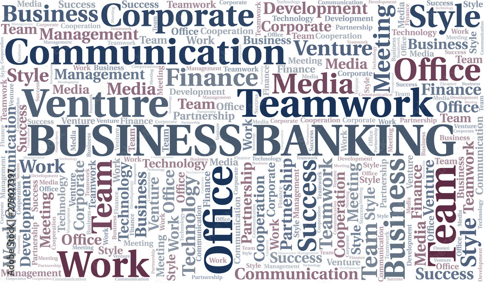 Business Banking word cloud. Collage made with text only.