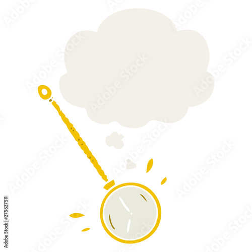 cartoon gold watch and thought bubble in retro style