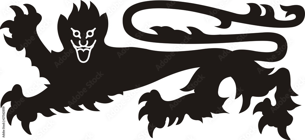Heraldic lion tattoo. Black / white silhouette Stock Illustration | Adobe  Stock