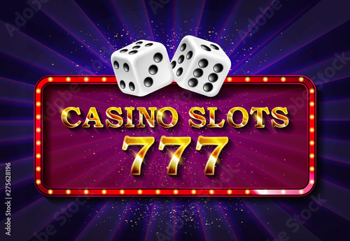 Casino sign with golden dices