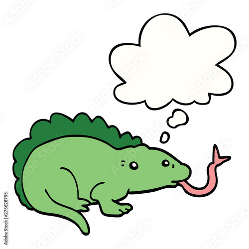 cartoon lizard and thought bubble