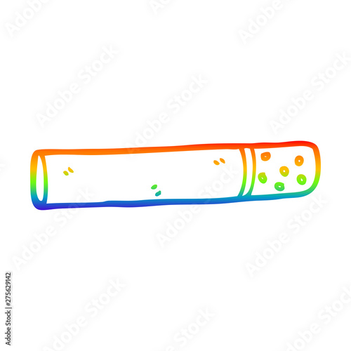 rainbow gradient line drawing cartoon cigarette