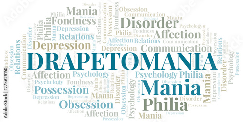 Drapetomania word cloud. Type of mania, made with text only.