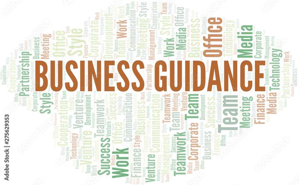 Fototapeta premium Business Guidance word cloud. Collage made with text only.