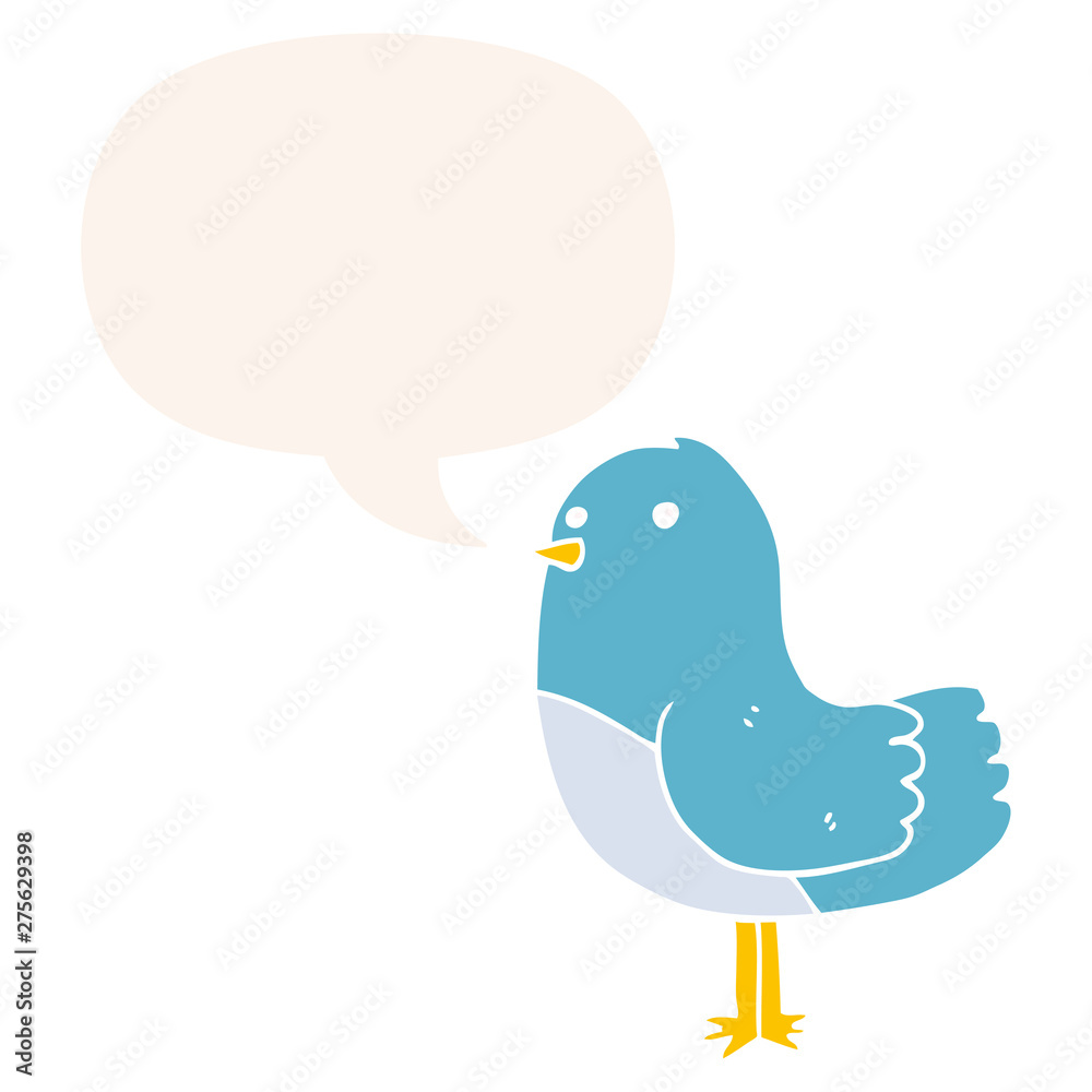 cartoon bird and speech bubble in retro style cartoon bird and speech bubble in retro style