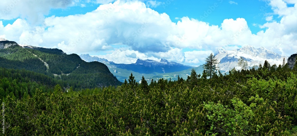 Italian Dolomites -panoramic view from the pass Tres Troci