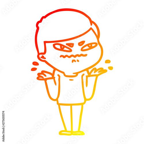 warm gradient line drawing cartoon exasperated man