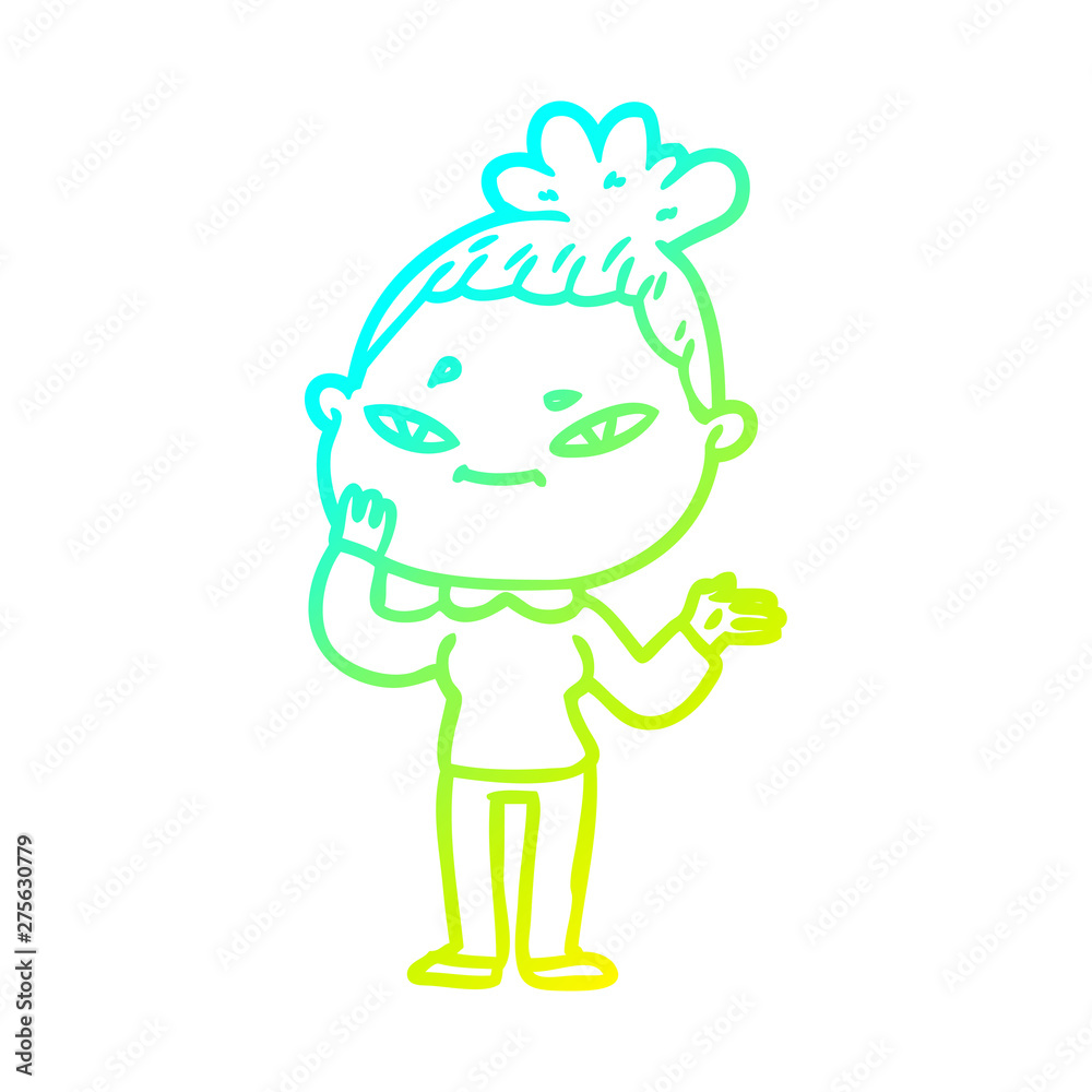 cold gradient line drawing cartoon woman cold gradient line drawing cartoon woman