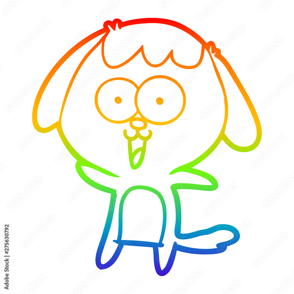Fototapeta premium rainbow gradient line drawing cute cartoon dog
