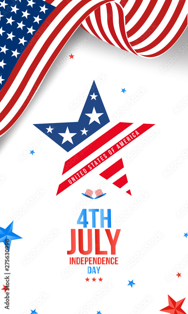 Creative Invitation Flyer decorated with blue and red text for 4th of July, American Independence Day Party celebration.