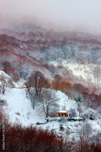 PELION MOUNTAIN, MAGNESIA, THESSALY, GREECE. View from the road that goes to Hania village and Agriolefkes ski center. photo