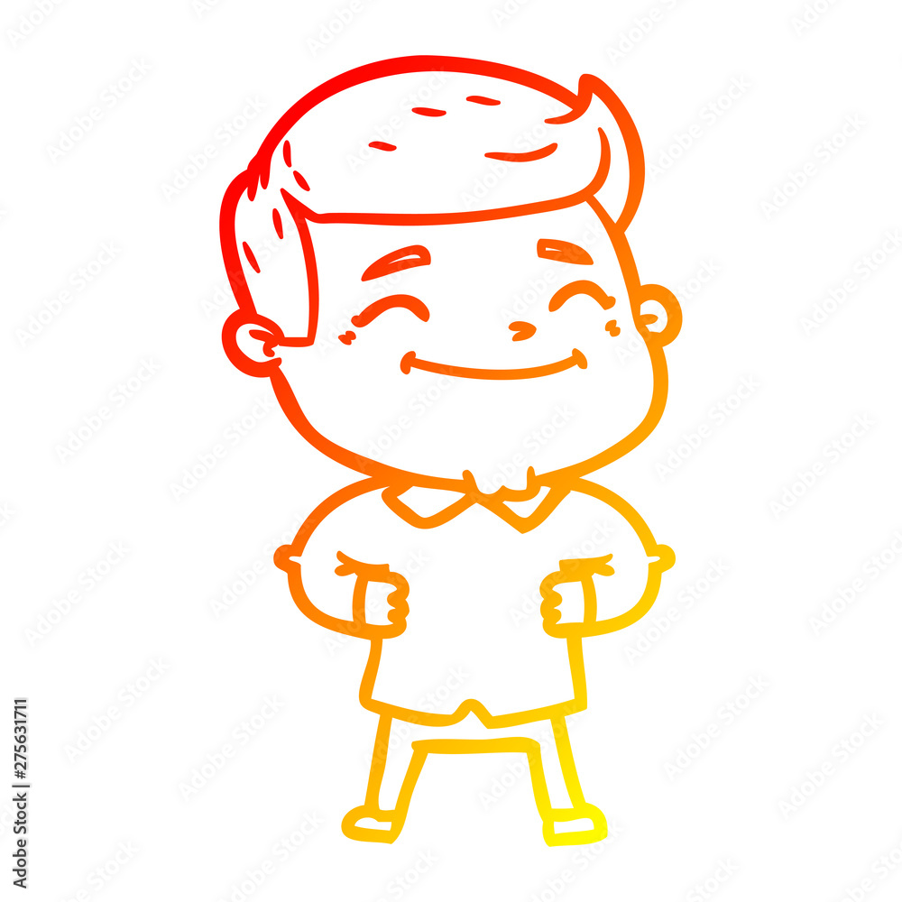 warm gradient line drawing happy cartoon man