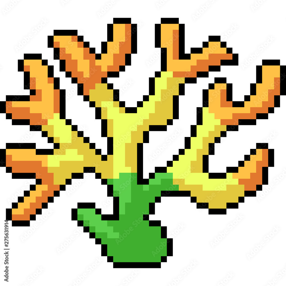 vector pixel art yellow coral vector pixel art yellow coral
