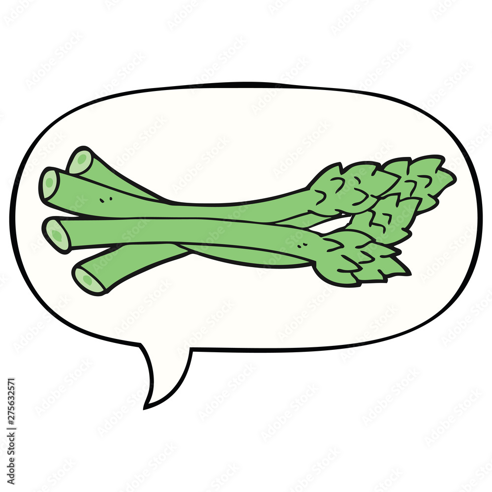 Obraz premium cartoon asparagus and speech bubble