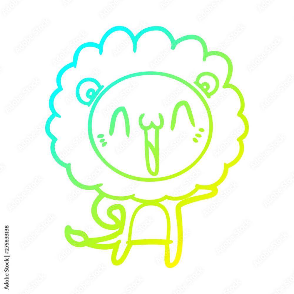 cold gradient line drawing happy cartoon lion cold gradient line drawing happy cartoon lion