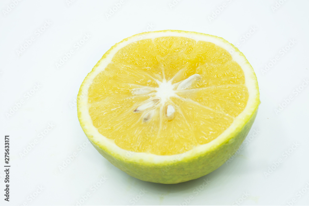 lemon with slices isolated on white background. healthy food lemon with slices isolated on white background. healthy food