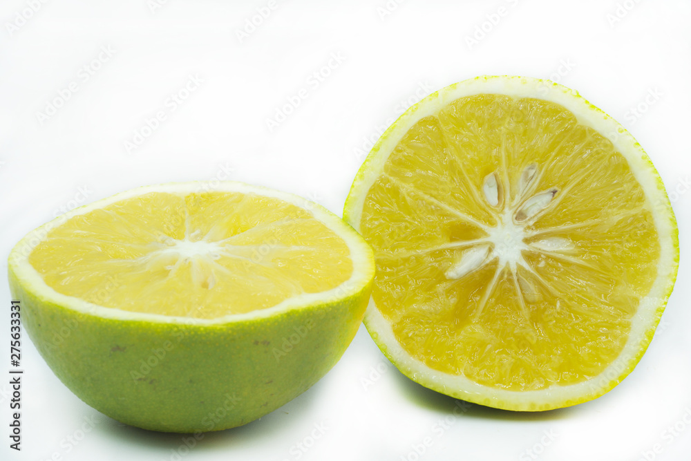lemon with slices isolated on white background. healthy food lemon with slices isolated on white background. healthy food