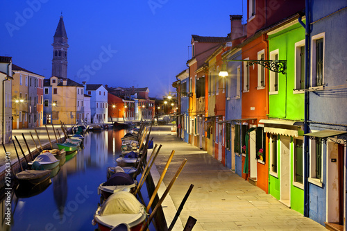 Night falling in picturesque and colorful Burano island, Venice, Veneto, Italy © Iraklis Milas