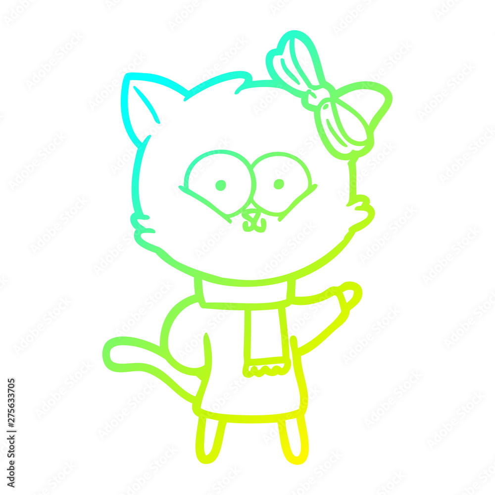 cold gradient line drawing cartoon cat cold gradient line drawing cartoon cat