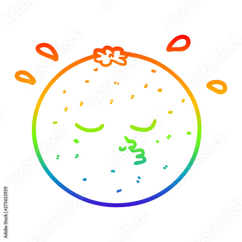 rainbow gradient line drawing cartoon orange with face