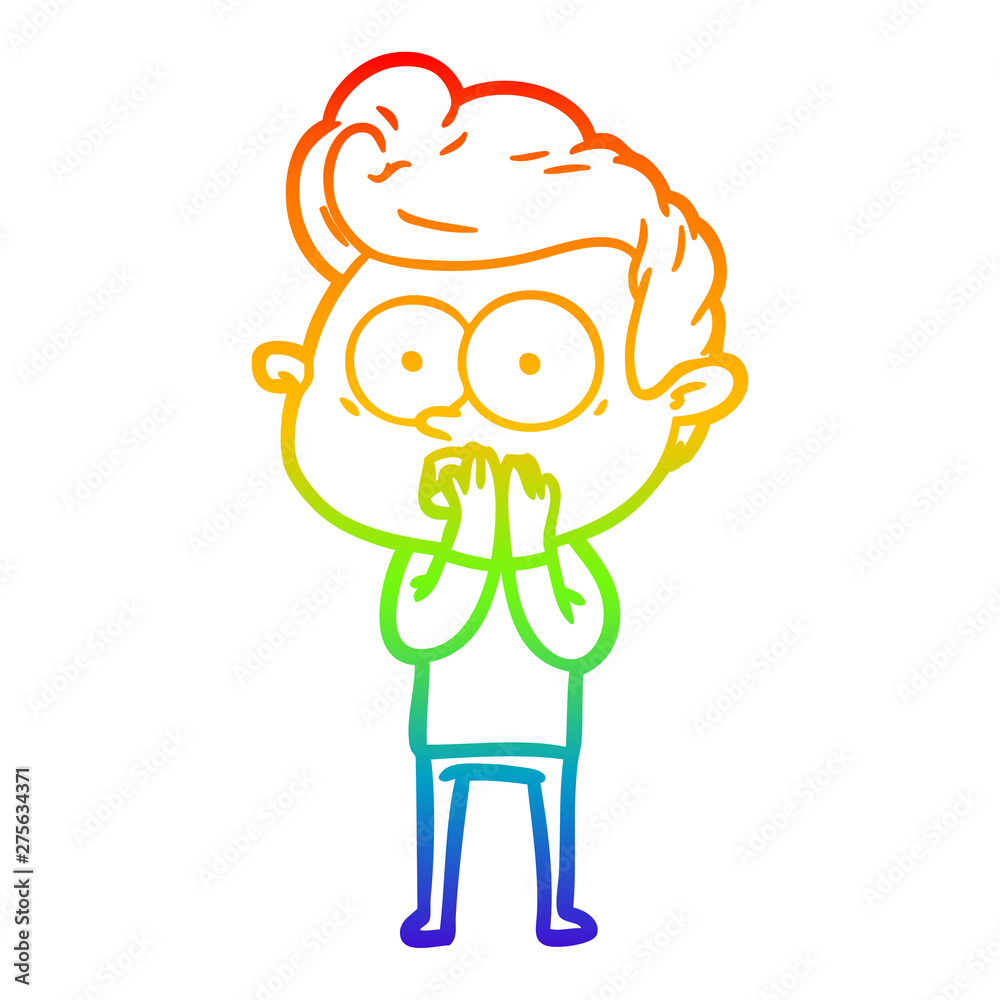 rainbow gradient line drawing cartoon staring man rainbow gradient line drawing cartoon staring man