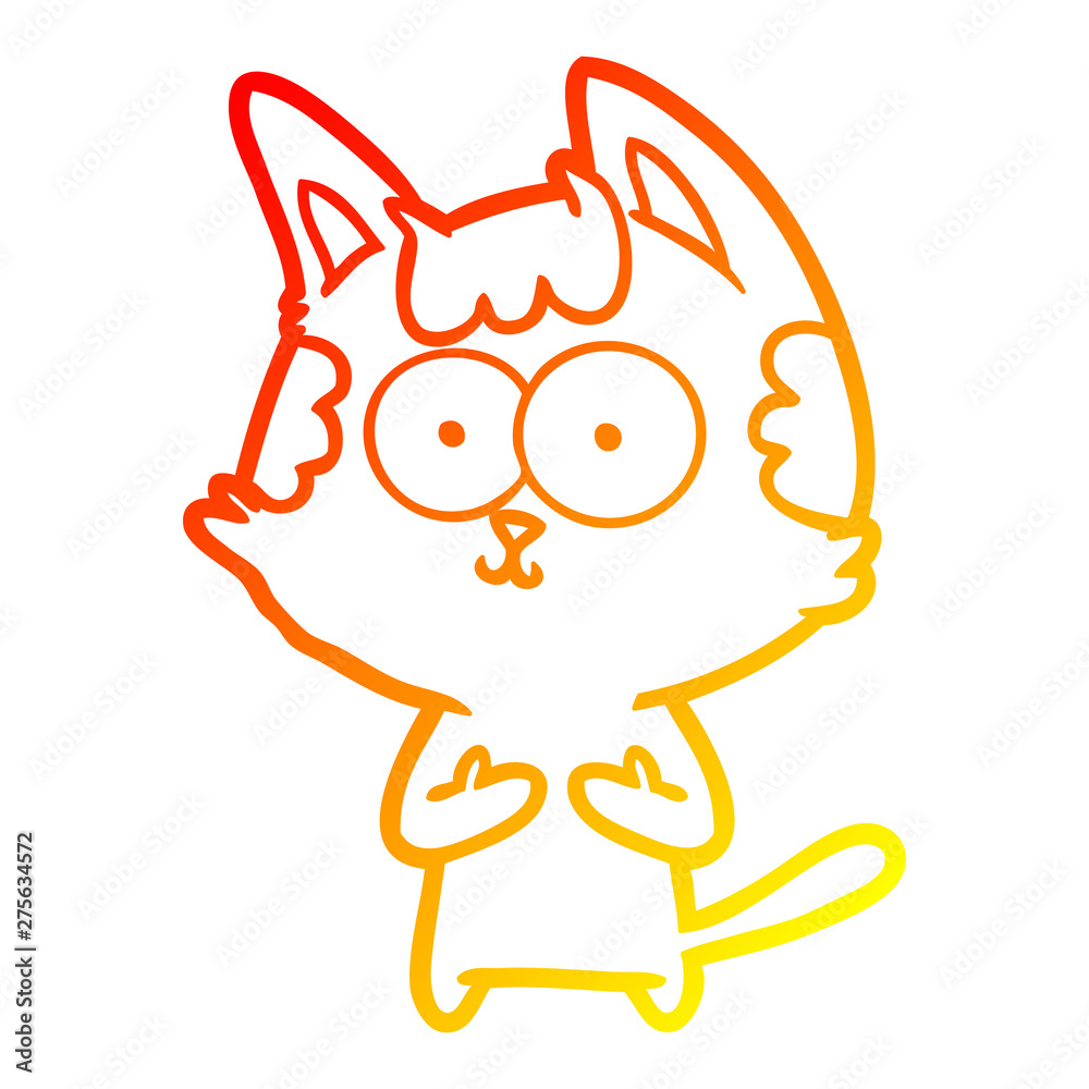 Obraz premium warm gradient line drawing happy cartoon cat