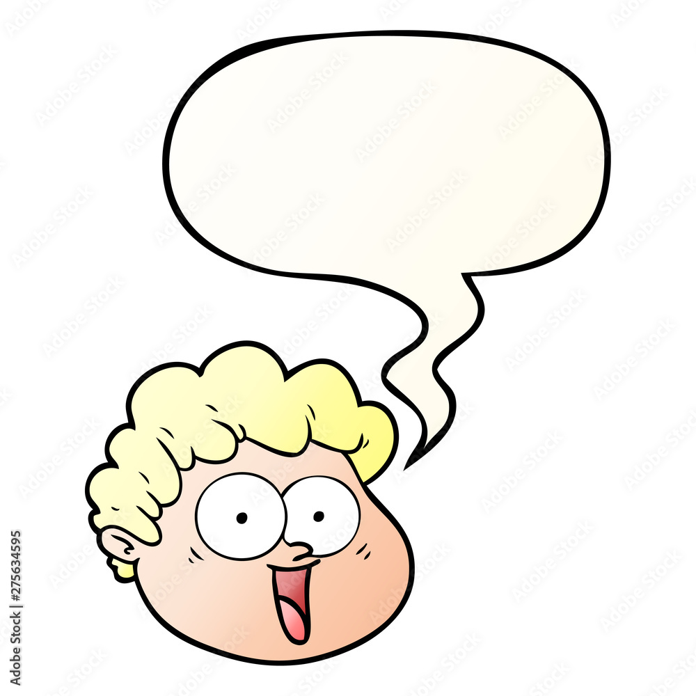 cartoon male face and speech bubble in smooth gradient style cartoon male face and speech bubble in smooth gradient style