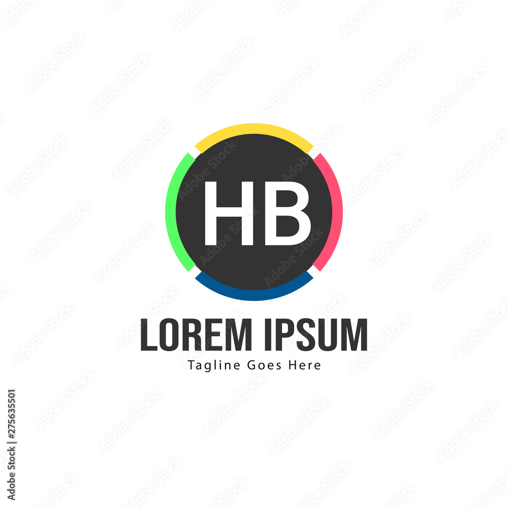Fototapeta premium Initial HB logo template with modern frame. Minimalist HB letter logo vector illustration