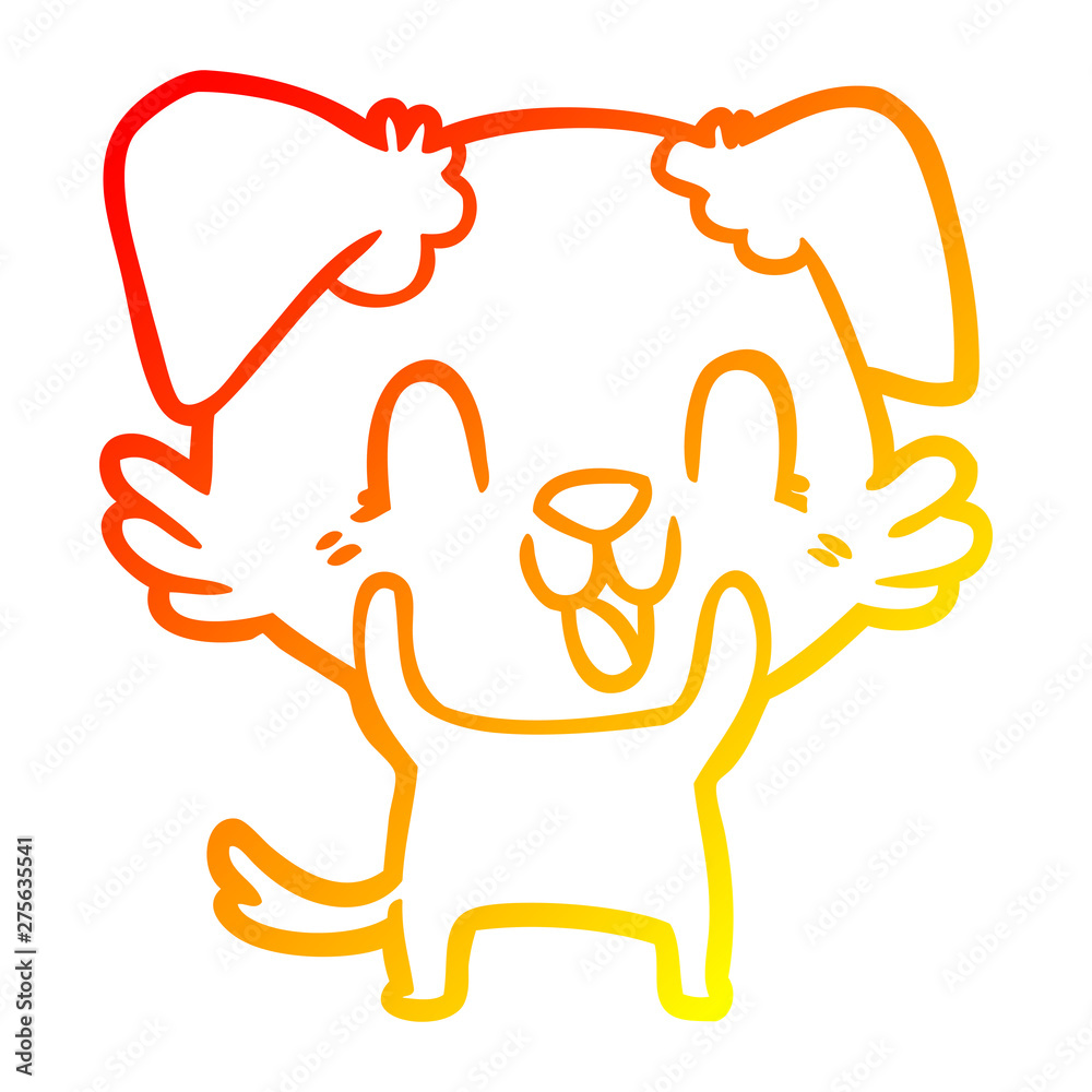 warm gradient line drawing laughing cartoon dog warm gradient line drawing laughing cartoon dog