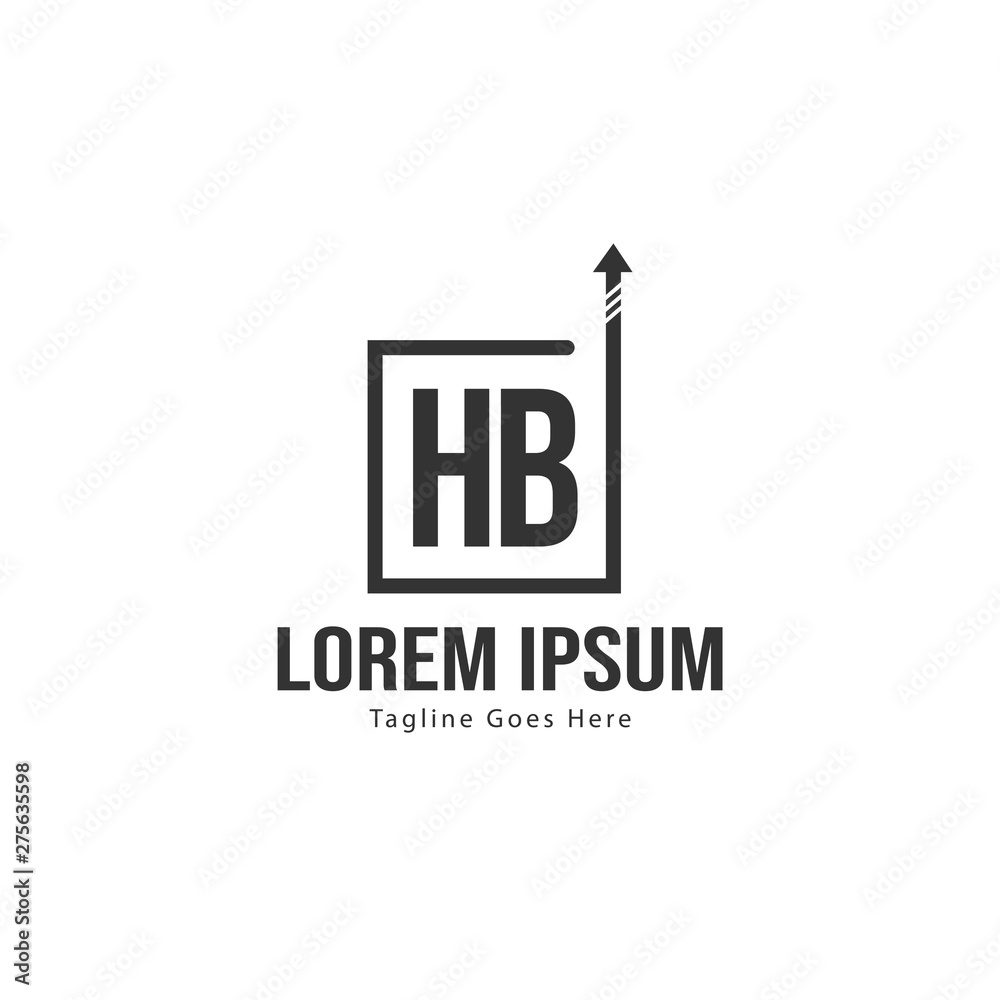 Obraz premium Initial HB logo template with modern frame. Minimalist HB letter logo vector illustration